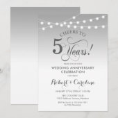 Invitation 5e anniversaire de mariage - Blanc argenté (Devant / Derrière)