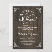 Invitation 5e anniversaire de mariage - Bois (Devant)