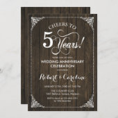 Invitation 5e anniversaire de mariage - Bois (Devant / Derrière)