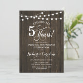 Invitation 5e anniversaire de mariage - Bois rustique (Debout devant)