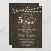 Invitation 5e anniversaire de mariage - Bois rustique (Devant / Derrière)