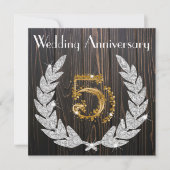 Invitation 5e anniversaire de mariage | Bois rustique et or (Devant)