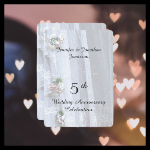 Invitation 5e anniversaire de mariage, dentelle vintage