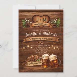 Invitation 5e anniversaire de mariage en bois "Nous sommes to