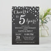 Invitation 5e anniversaire de mariage tableau noir argent (Debout devant)