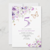 Invitation 5e anniversaire de papillons Lilac violet Invitati (Devant)