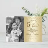 Invitation 5e anniversaire du Mariage avec photo - Or (Debout devant)