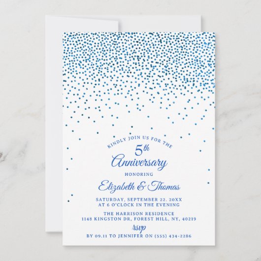 Invitation 5e anniversaire du Mariage Sapphire (Devant)