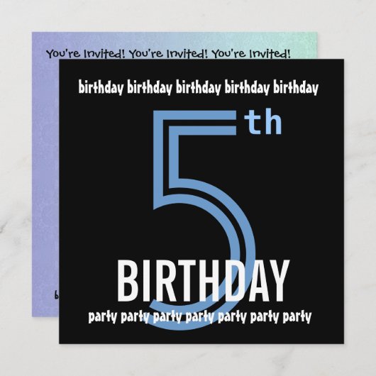Invitation 5e anniversaire du Modern Blue and Black W689E (Devant / Derrière)