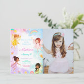 Invitation 5e anniversaire Golden Fairy Party Photo (Debout devant)