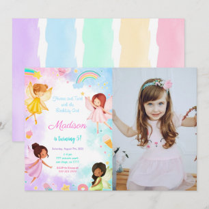 Invitation 5e anniversaire Golden Fairy Party Photo