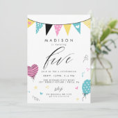 Invitation 5E ANNIVERSAIRE | Jolie fête d'anniversaire Doodle (Debout devant)