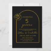 Invitation 5e anniversaire Mariage de Black and Gold moderne (Devant)
