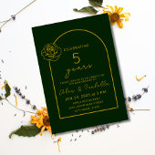 Invitation 5e anniversaire Mariage moderne vert et or