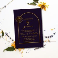 5e anniversaire Mariage moderne violet et or