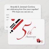 Invitation 5e anniversaire (mod birds) (Devant / Derrière)