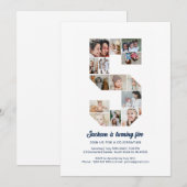 Invitation 5e anniversaire Numéro 5 Photo personnalisée Colla (Devant / Derrière)