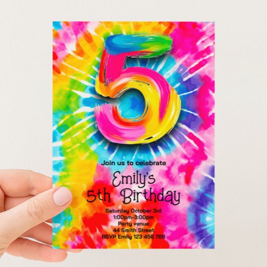 Invitation 5e Anniversaire Tie Dye