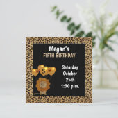 Invitation 5e fête d'anniversaire en Golden Cheetah Imprimer (Debout devant)