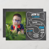 Invitation 5e tableau de bord d'anniversaire de garçon avec n (Devant / Derrière)