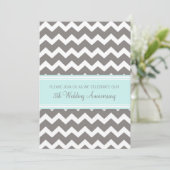 Invitation 5ème anniversaire Chevron Gris Bleu (Debout devant)
