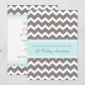 Invitation 5ème anniversaire Chevron Gris Bleu (Devant / Derrière)