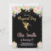 Invitation 5ème Floral rose magique Fée Anniversaire Invitati (Devant)