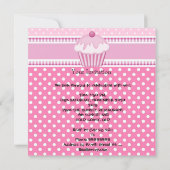 Invitation 5ème Sweet Cupcake White Pink Spots Filles (Dos)