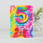 Invitation 5th Tie Dye Birthday (Debout devant)