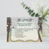 Invitation 5x3.5 R.S.V.P. Card Plage Coucher de soleil Palmie (Debout devant)