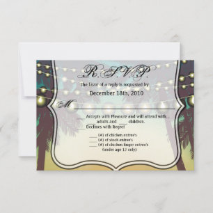 Invitation 5x3.5 R.S.V.P. Card Plage Coucher de soleil Palmie