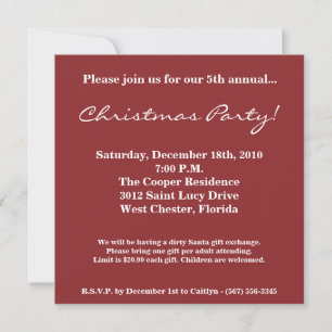 Invitation 5x5 Christmas XMAS Ornaments Christmas Invite
