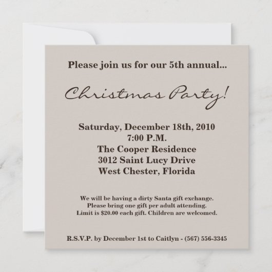 Invitation 5x5 Christmas XMAS Snowflake Christmas Invite (Devant)