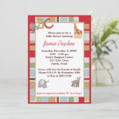 Invitation 5x7 ABC Alphabet Soupe Baby shower rayé (Debout devant)