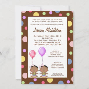Invitation 5x7 African American TWINS Baby Shower