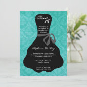 Invitation 5x7 Aqua Robe Turquoise Sweet 16 Anniversaire Invi (Debout devant)