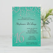 Invitation 5x7 Aqua Turquoise Diamond Sweet 16 Anniversaire I (Debout devant)