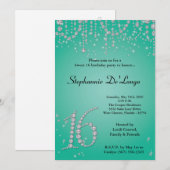 Invitation 5x7 Aqua Turquoise Diamond Sweet 16 Anniversaire I (Devant / Derrière)