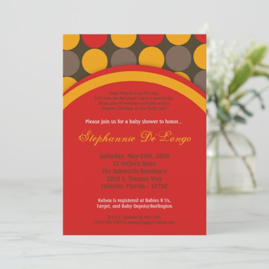 Invitation 5x7 Automne automne Pointe Pointe Baby shower Invi (Debout devant)