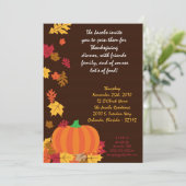 Invitation 5x7 Automne Feuilles Citrouille Thanksgiving Invit (Debout devant)