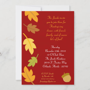 Invitation 5x7 Automne Feuilles d'automne Thanksgiving Invita