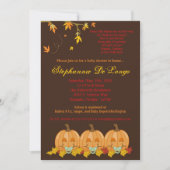 Invitation 5x7 Automne Feuilles TRIPLETS Baby shower Invitati (Devant)