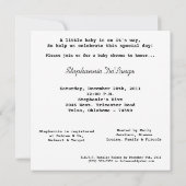 Invitation 5x7 Baby shower Buggie rose chaud (Dos)