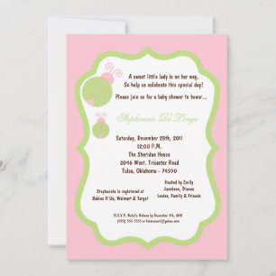 Invitation 5x7 Baby shower de bug rose pâle