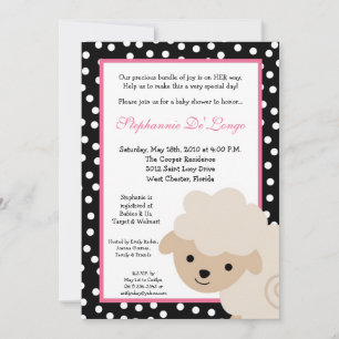 Invitation 5x7 Baby shower de moutons de ferme rose doux Invi