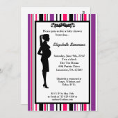 Invitation 5X7 Baby shower de silhouette rose violet Invitati (Devant / Derrière)