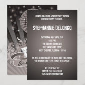 Invitation 5x7 Black DJ Spin Tourne-disque 16 Anniversaire In (Devant / Derrière)