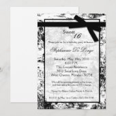 Invitation 5x7 Black ToileFabric Sweet 16 Anniversaire Invita (Devant / Derrière)