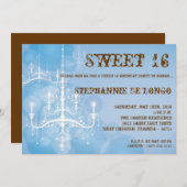 Invitation 5x7 Bleu Chandelier Sweet 16 Anniversaire Invitati (Devant / Derrière)