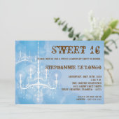 Invitation 5x7 Bleu Chandelier Sweet 16 Anniversaire Invitati (Debout devant)
